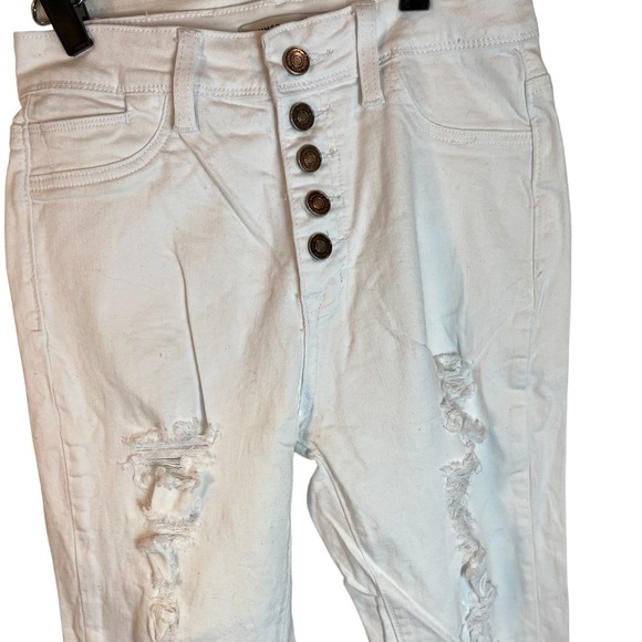 Hammer High Rise Button Fly Distressed Skinny Jeans - White Size 9 - Picture 3 of 9